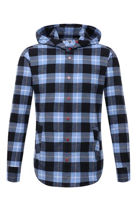 Мужская хлопковая рубашка KITON синего цвета по цене 63500 руб., арт. UMCMARH0785801 | Фото 1 Мужская хлопковая рубашка KITON синего цвета, арт. UMCMARH0785801 | Фото 1 (Рукава: Длинные; Длина (для топов): Стандартные; Материал внешний: Хлопок; Случай: Повседневный; Принт: Клетка; Воротник: С капюшоном; Манжеты: На кнопках; Стили: Кэжуэл)