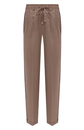 Женские шелковые брюки KITON светло-бежевого цвета, арт. D52122K04H94 | Фото 1 (Длина (брюки, джинсы): Стандартные; Материал внешний: Шелк; Женское Кросс-КТ: Брюки-белье)