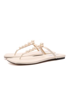 Женские кожаные шлепанцы alaina JIMMY CHOO белого цвета по цене 45600 руб., арт. ALAINA FLAT/UHX | Фото 1 Женские кожаные шлепанцы alaina JIMMY CHOO белого цвета, арт. ALAINA FLAT/UHX | Фото 1 (Материал внутренний: Натуральная кожа; Каблук высота: Низкий; Подошва: Плоская)