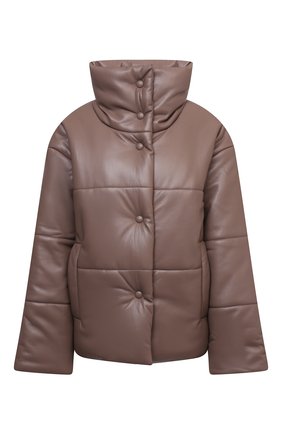 Женская утепленная куртка из экокожи NANUSHKA коричневого цвета, арт. NW21PF0W00295 | Фото 1 (Материал подклада: Вискоза; Материал внешний: Синтетический материал, Экокожа; Рукава: Длинные; Длина (верхняя одежда): Короткие; Кросс-КТ: Куртка, экокожа, Утепленный; Стили: Гранж)