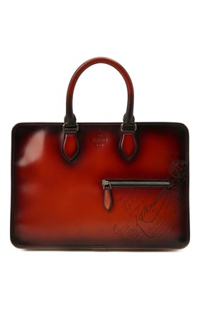 Мужская кожаная сумка для ноутбука BERLUTI оранжевого цвета, арт. M224710 | Фото 1 (Материал: Натуральная кожа; Ремень/цепочка: На ремешке; Размер: large)