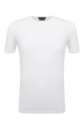 Мужской джемпер из шелка и хлопка TOM FORD белого цвета по цене 74650 руб., арт. BYT02/TFKC10 | Фото 1 Мужской джемпер из шелка и хлопка TOM FORD белого цвета, арт. BYT02/TFKC10 | Фото 1 (Длина (для топов): Стандартные; Материал внешний: Шелк, Хлопок; Рукава: Короткие; Мужское Кросс-КТ: Джемперы; Вырез: Круглый; Принт: Без принта; Стили: Кэжуэл)