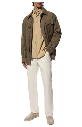 Мужская хлопковая рубашка TOM FORD бежевого цвета по цене 57900 руб., арт. 2FT499/94UMMI | Фото 2 Мужская хлопковая рубашка TOM FORD бежевого цвета, арт. 2FT499/94UMMI | Фото 2 (Длина (для топов): Стандартные; Материал внешний: Хлопок; Рукава: Длинные; Случай: Повседневный; Принт: Однотонные; Стили: Кэжуэл; Рубашки М: Slim Fit; Воротник: Кент; Манжеты: На кнопках)