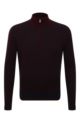 Мужской шерстяной джемпер CANALI бордового цвета по цене 35650 руб., арт. C0827/MK01263 | Фото 1 Мужской шерстяной джемпер CANALI бордового цвета, арт. C0827/MK01263 | Фото 1 (Длина (для топов): Стандартные; Рукава: Длинные; Материал внешний: Шерсть; Мужское Кросс-КТ: Джемперы; Вырез: Круглый; Принт: С принтом; Стили: Кэжуэл)