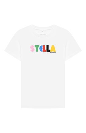 Детская хлопковая футболка STELLA MCCARTNEY белого цвета по цене 3915 руб., арт. 603438/SRJ27 | Фото 1 Детская хлопковая футболка STELLA MCCARTNEY белого цвета, арт. 603438/SRJ27 | Фото 1
