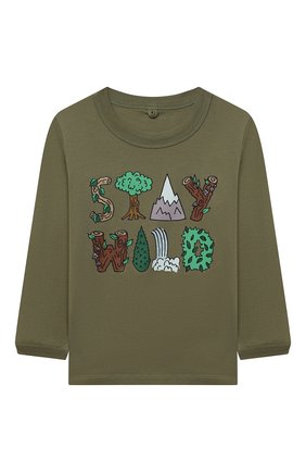 Детская хлопковый лонгслив STELLA MCCARTNEY хаки цвета по цене 3915 руб., арт. 603086/SRJ95 | Фото 1 Детская хлопковый лонгслив STELLA MCCARTNEY хаки цвета, арт. 603086/SRJ95 | Фото 1