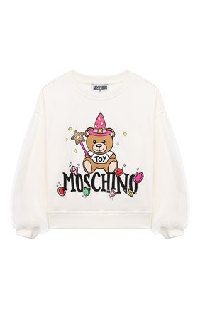 Детский хлопковый свитшот MOSCHINO белого цвета по цене 15050 руб., арт. HDF03L/LDA22/4A-8A | Фото 1 Детский хлопковый свитшот MOSCHINO белого цвета, арт. HDF03L/LDA22/4A-8A | Фото 1