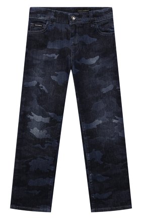 Детские джинсы DOLCE & GABBANA темно-синего цвета, арт. L42F35/LD964/2-6 | Фото 1 (Материал внешний: Хлопок; Ростовка одежда: 2 года | 92 см, 3 года | 98 см, 4 года | 104 см, 5 лет | 110 см, 6 лет | 116 см)