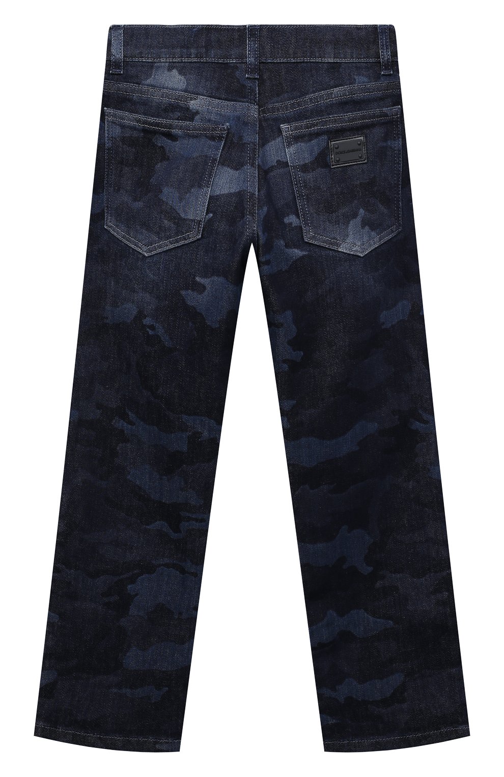 Детские джинсы DOLCE & GABBANA темно-синего цвета, арт. L42F35/LD964/2-6 | Фото 2 (Материал внешний: Хлопок; Ростовка одежда: 2 года | 92 см, 3 года | 98 см, 4 года | 104 см, 5 лет | 110 см, 6 лет | 116 см)