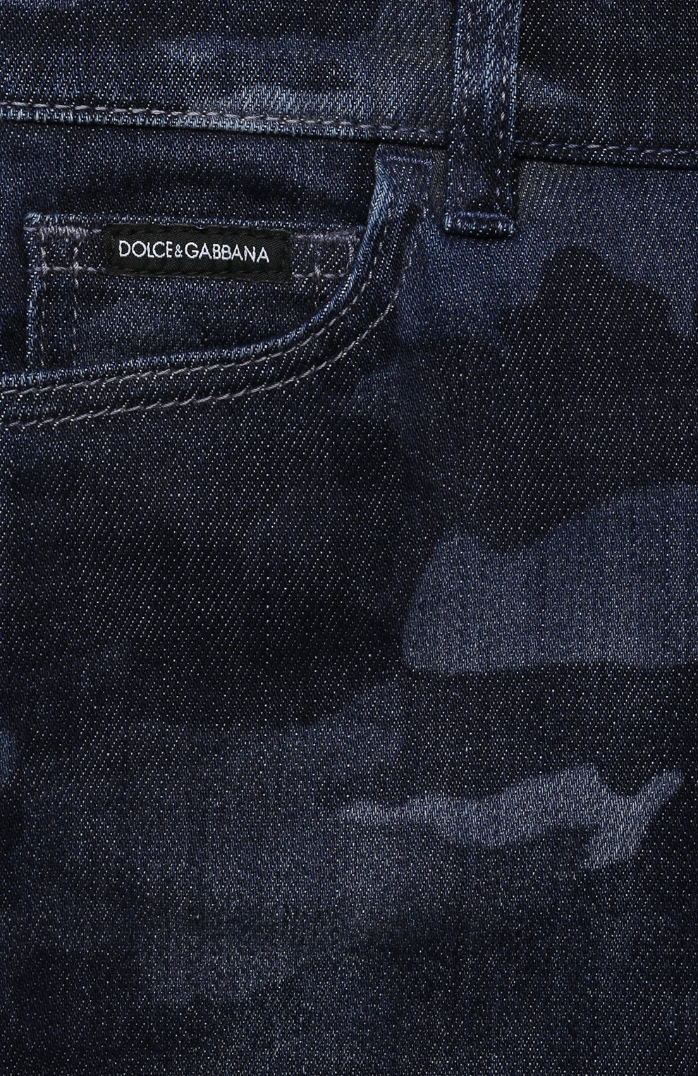 Детские джинсы DOLCE & GABBANA темно-синего цвета, арт. L42F35/LD964/2-6 | Фото 3 (Материал внешний: Хлопок; Ростовка одежда: 2 года | 92 см, 3 года | 98 см, 4 года | 104 см, 5 лет | 110 см, 6 лет | 116 см)