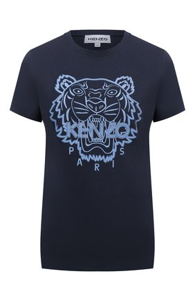 Женская хлопковая футболка KENZO темно-синего цвета по цене 9585 руб., арт. FB62TS8404YG | Фото 1 Женская хлопковая футболка KENZO темно-синего цвета, арт. FB62TS8404YG | Фото 1