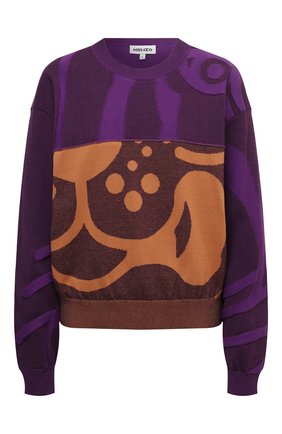 Женский хлопковый пуловер KENZO фиолетового цвета по цене 37100 руб., арт. FB62PU6403TC | Фото 1 Женский хлопковый пуловер KENZO фиолетового цвета, арт. FB62PU6403TC | Фото 1 (Материал внешний: Хлопок; Длина (для топов): Стандартные; Рукава: Длинные; Женское Кросс-КТ: Пуловер-одежда; Стили: Кэжуэл)