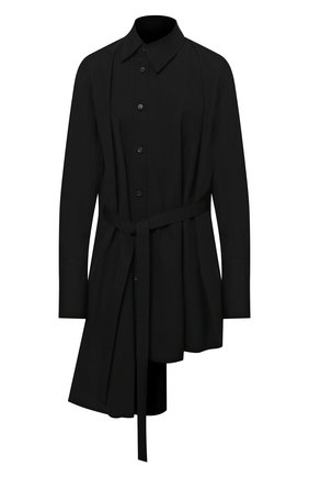 Женская хлопковая рубашка YOHJI YAMAMOTO черного цвета по цене 71900 руб., арт. FM-B51-001 | Фото 1 Женская хлопковая рубашка YOHJI YAMAMOTO черного цвета, арт. FM-B51-001 | Фото 1 (Рукава: Длинные; Длина (для топов): Удлиненные; Материал внешний: Хлопок; Женское Кросс-КТ: Рубашка-одежда; Принт: Без принта; Стили: Гранж)