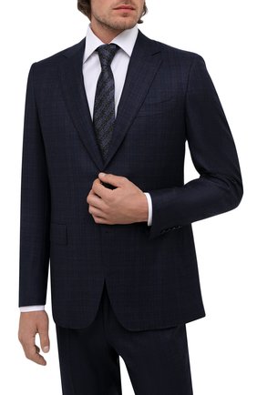 Мужской шелковый галстук ERMENEGILDO ZEGNA темно-синего цвета по цене 19650 руб., арт. Z2D25T/1UM | Фото 2 Мужской шелковый галстук ERMENEGILDO ZEGNA темно-синего цвета, арт. Z2D25T/1UM | Фото 2 (Материал: Шелк, Текстиль; Принт: С принтом)