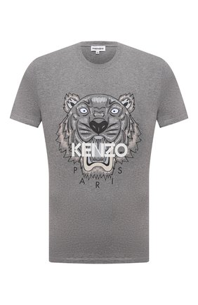 Мужская хлопковая футболка KENZO серого цвета по цене 9255 руб., арт. FB65TS0204YA | Фото 1 Мужская хлопковая футболка KENZO серого цвета, арт. FB65TS0204YA | Фото 1