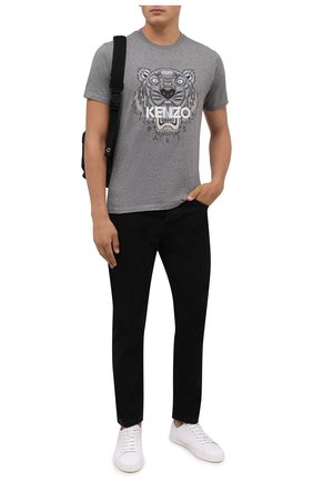 Мужская хлопковая футболка KENZO серого цвета, арт. FB65TS0204YA | Фото 2 (Рукава: Короткие; Материал внешний: Хлопок; Длина (для топов): Стандартные; Принт: С принтом; Стили: Кэжуэл)