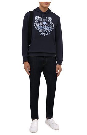 Мужской хлопковое худи KENZO темно-синего цвета по цене 30950 руб., арт. FB65SW3344XF | Фото 2 Мужской хлопковое худи KENZO темно-синего цвета, арт. FB65SW3344XF | Фото 2