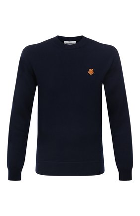 Мужской шерстяной джемпер KENZO темно-синего цвета по цене 24350 руб., арт. FB65PU6423TA | Фото 1 Мужской шерстяной джемпер KENZO темно-синего цвета, арт. FB65PU6423TA | Фото 1