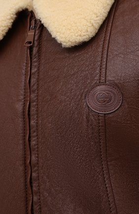 Мужская дубленка GUCCI коричневого цвета, арт. 649989/XNANA | Фото 5 (Рукава: Длинные; Материал внешний: Натуральный мех; Длина (верхняя одежда): Короткие; Стили: Кэжуэл)