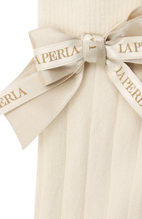 Детские хлопковые гольфы LA PERLA кремвого цвета по цене 3110 руб., арт. 47738/3-4 | Фото 2 Детские хлопковые гольфы LA PERLA кремвого цвета, арт. 47738/3-4 | Фото 2