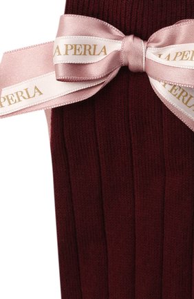 Детские хлопковые гольфы LA PERLA бордового цвета по цене 3110 руб., арт. 47738/3-4 | Фото 2 Детские хлопковые гольфы LA PERLA бордового цвета, арт. 47738/3-4 | Фото 2
