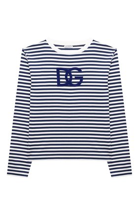 Детская хлопковый лонгслив DOLCE & GABBANA синего цвета по цене 13200 руб., арт. L5JTHI/FR7CT/8-14 | Фото 1 Детская хлопковый лонгслив DOLCE & GABBANA синего цвета, арт. L5JTHI/FR7CT/8-14 | Фото 1 (Рукава: Длинные; Материал внешний: Хлопок; Девочки Кросс-КТ: Лонгслив-одежда; Ростовка одежда: 10 - 11 лет | 140 - 146см, 12 лет | 152 см, 8 лет | 128 см)