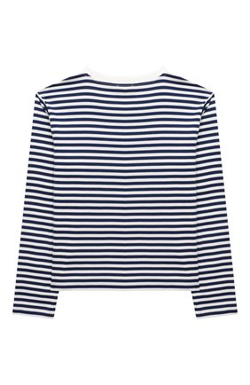 Детская хлопковый лонгслив DOLCE & GABBANA синего цвета по цене 13200 руб., арт. L5JTHI/FR7CT/8-14 | Фото 2 Детская хлопковый лонгслив DOLCE & GABBANA синего цвета, арт. L5JTHI/FR7CT/8-14 | Фото 2 (Рукава: Длинные; Материал внешний: Хлопок; Девочки Кросс-КТ: Лонгслив-одежда; Ростовка одежда: 10 - 11 лет | 140 - 146см, 12 лет | 152 см, 8 лет | 128 см)