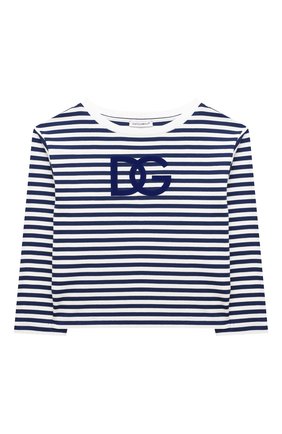 Детская хлопковый лонгслив DOLCE & GABBANA синего цвета по цене 12350 руб., арт. L5JTHI/FR7CT/2-6 | Фото 1 Детская хлопковый лонгслив DOLCE & GABBANA синего цвета, арт. L5JTHI/FR7CT/2-6 | Фото 1 (Рукава: Длинные; Материал внешний: Хлопок; Девочки Кросс-КТ: Лонгслив-одежда; Ростовка одежда: 2 года | 92 см, 3 года | 98 см, 4 года | 104 см, 5 лет | 110 см, 6 лет | 116 см)