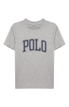 Детская хлопковая футболка POLO RALPH LAUREN серого цвета по цене 3350 руб., арт. 322856874 | Фото 1 Детская хлопковая футболка POLO RALPH LAUREN серого цвета, арт. 322856874 | Фото 1 (Рукава: Короткие; Материал внешний: Хлопок; Ростовка одежда: 5 лет | 110 см, 6 лет | 116 см, 7 лет | 122 см)