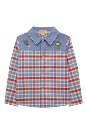 Детский хлопковая рубашка GUCCI разноцветного цвета, арт. 653806/XWA0Z | Фото 1 (Рукава: Длинные; Материал внешний: Хлопок; Кросс-КТ НВ: Рубашка)