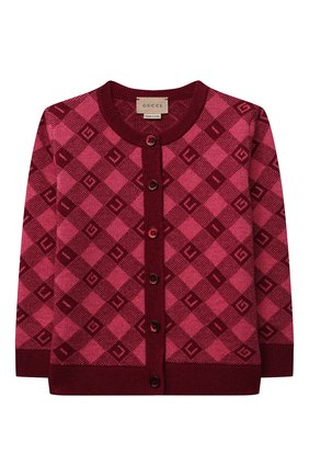 Детский шерстяной кардиган GUCCI бордового цвета по цене 46050 руб., арт. 657380/XKBXM | Фото 1 Детский шерстяной кардиган GUCCI бордового цвета, арт. 657380/XKBXM | Фото 1