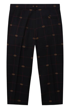 Детские шерстяные брюки GUCCI темно-синего цвета по цене 64050 руб., арт. 665123/XWA0Q | Фото 2 Детские шерстяные брюки GUCCI темно-синего цвета, арт. 665123/XWA0Q | Фото 2 (Материал внешний: Шерсть; Материал подклада: Купро; Мальчики Кросс-КТ: Брюки-одежда; Ростовка одежда: 10 - 11 лет | 140 - 146см, 12 лет | 152 см, 4 года | 104 см, 5 лет | 110 см, 6 лет | 116 см, 8 лет | 128 см)