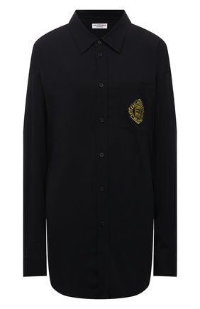 Женская рубашка из вискозы BALENCIAGA черного цвета по цене 78900 руб., арт. 671670/TL021 | Фото 1 Женская рубашка из вискозы BALENCIAGA черного цвета, арт. 671670/TL021 | Фото 1 (Рукава: Длинные; Материал внешний: Вискоза; Длина (для топов): Удлиненные; Женское Кросс-КТ: Рубашка-одежда; Принт: С принтом; Стили: Гранж)