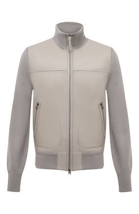 Мужской комбинированный кардиган TOM FORD серого цвета по цене 259500 руб., арт. BYM2T/TFKG57 | Фото 1 Мужской комбинированный кардиган TOM FORD серого цвета, арт. BYM2T/TFKG57 | Фото 1 (Материал внешний: Шерсть, Натуральная кожа; Мужское Кросс-КТ: Кардиган-одежда; Длина (для топов): Стандартные; Рукава: Длинные)