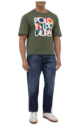 Мужская хлопковая футболка POLO RALPH LAUREN хаки цвета по цене 7520 руб., арт. 711843380/PRL BS | Фото 2 Мужская хлопковая футболка POLO RALPH LAUREN хаки цвета, арт. 711843380/PRL BS | Фото 2 (Длина (для топов): Удлиненные; Материал внешний: Хлопок; Рукава: Короткие; Принт: С принтом; Big sizes: Big Sizes)