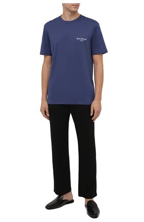 Мужская хлопковая футболка BALMAIN синего цвета по цене 16550 руб., арт. BRM305210 | Фото 2 Мужская хлопковая футболка BALMAIN синего цвета, арт. BRM305210 | Фото 2