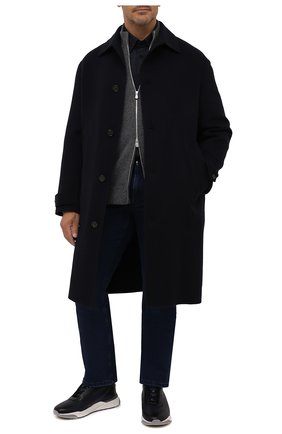 Мужской кашемировое пальто LORO PIANA темно-синего цвета по цене 543500 руб., арт. FAL6978 | Фото 2 Мужской кашемировое пальто LORO PIANA темно-синего цвета, арт. FAL6978 | Фото 2 (Материал внешний: Кашемир, Шерсть; Мужское Кросс-КТ: пальто-верхняя одежда; Стили: Кэжуэл; Длина (верхняя одежда): До колена; Рукава: Длинные)