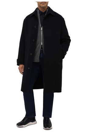 Мужской кашемировое пальто LORO PIANA темно-синего цвета, арт. FAL6978 | Фото 2 (Материал внешний: Кашемир, Шерсть; Мужское Кросс-КТ: пальто-верхняя одежда; Стили: Кэжуэл; Длина (верхняя одежда): До колена; Рукава: Длинные; Региональные ограничения белый список (Axapta Mercury): RU)