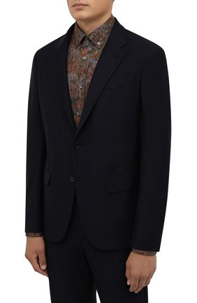 Мужской шерстяной костюм ERMENEGILDO ZEGNA темно-синего цвета по цене 279500 руб., арт. 277007/20PWKL | Фото 2 Мужской шерстяной костюм ERMENEGILDO ZEGNA темно-синего цвета, арт. 277007/20PWKL | Фото 2 (Материал подклада: Хлопок; Рукава: Длинные; Материал внешний: Шерсть; Костюмы М: Однобортный; Стили: Классический)