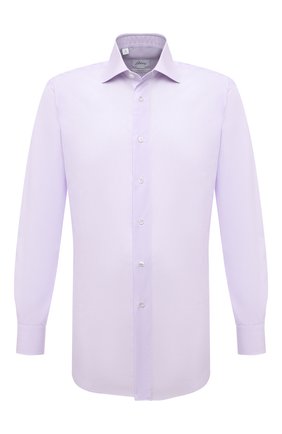 Мужская хлопковая сорочка BRIONI сиреневого цвета по цене 98700 руб., арт. RCA10M/0105L | Фото 1 Мужская хлопковая сорочка BRIONI сиреневого цвета, арт. RCA10M/0105L | Фото 1 (Рукава: Длинные; Длина (для топов): Стандартные; Материал внешний: Хлопок; Случай: Формальный; Принт: Однотонные; Рубашки М: Slim Fit; Манжеты: На пуговицах; Воротник: Акула)