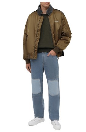 Мужской свитер из шерсти и хлопка ACNE STUDIOS хаки цвета по цене 37200 руб., арт. B60177 | Фото 2 Мужской свитер из шерсти и хлопка ACNE STUDIOS хаки цвета, арт. B60177 | Фото 2