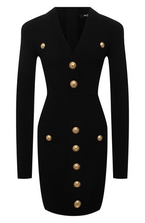 Женское платье из вискозы BALMAIN черного цвета по цене 163500 руб., арт. WF1R8060/K211 | Фото 1 Женское платье из вискозы BALMAIN черного цвета, арт. WF1R8060/K211 | Фото 1 (Длина Ж (юбки, платья, шорты): Мини; Рукава: Длинные; Материал внешний: Вискоза; Женское Кросс-КТ: Платье-одежда; Случай: Повседневный; Стили: Романтичный)