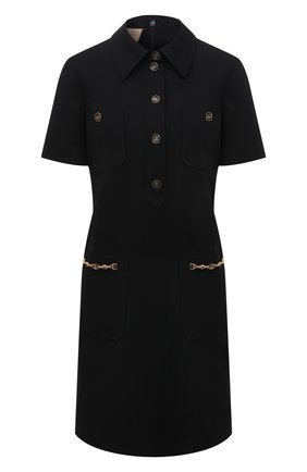 Женское платье из шелка и шерсти GUCCI черного цвета по цене 227900 руб., арт. 661672/ZAD88 | Фото 1 Женское платье из шелка и шерсти GUCCI черного цвета, арт. 661672/ZAD88 | Фото 1 (Материал внешний: Шелк, Шерсть; Материал подклада: Синтетический материал; Женское Кросс-КТ: Платье-одежда; Рукава: Короткие; Длина Ж (юбки, платья, шорты): Мини; Случай: Повседневный; Стили: Романтичный)