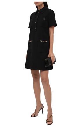 Женское платье из шелка и шерсти GUCCI черного цвета по цене 227900 руб., арт. 661672/ZAD88 | Фото 2 Женское платье из шелка и шерсти GUCCI черного цвета, арт. 661672/ZAD88 | Фото 2 (Материал внешний: Шелк, Шерсть; Материал подклада: Синтетический материал; Женское Кросс-КТ: Платье-одежда; Рукава: Короткие; Длина Ж (юбки, платья, шорты): Мини; Случай: Повседневный; Стили: Романтичный)