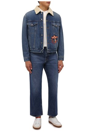 Мужская джинсовая куртка GUCCI синего цвета по цене 279500 руб., арт. 662158/XDBPS | Фото 2 Мужская джинсовая куртка GUCCI синего цвета, арт. 662158/XDBPS | Фото 2 (Материал подклада: Синтетический материал; Рукава: Длинные; Материал внешний: Хлопок; Длина (верхняя одежда): Короткие; Кросс-КТ: Куртка, Деним)