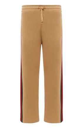 Мужские хлопковые брюки GUCCI бежевого цвета, арт. 655477/XJDKL | Фото 1 (Материал внешний: Хлопок; Длина (брюки, джинсы): Стандартные; Случай: Повседневный)