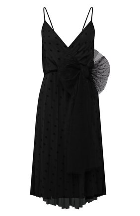 Женское платье REDVALENTINO черного цвета по цене 55150 руб., арт. WR3MJ07M/620 | Фото 1 Женское платье REDVALENTINO черного цвета, арт. WR3MJ07M/620 | Фото 1 (Материал внешний: Синтетический материал; Материал подклада: Синтетический материал; Женское Кросс-КТ: Платье-одежда, Сарафаны; Длина Ж (юбки, платья, шорты): До колена, Миди; Случай: Повседневный; Стили: Романтичный; Рукава: На бретелях)