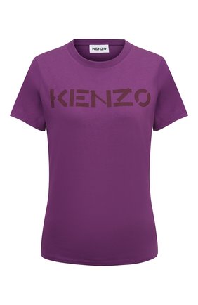 Женская хлопковая футболка KENZO фиолетового цвета по цене 9585 руб., арт. FB62TS8414SA | Фото 1 Женская хлопковая футболка KENZO фиолетового цвета, арт. FB62TS8414SA | Фото 1 (Материал внешний: Хлопок; Длина (для топов): Стандартные; Рукава: Короткие; Женское Кросс-КТ: Футболка-одежда; Принт: С принтом; Стили: Спорт-шик)