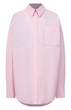 Женская хлопковая рубашка MSGM розового цвета, арт. 3141MDE12 217603 | Фото 1 (Рукава: Длинные; Материал внешний: Хлопок; Длина (для топов): Удлиненные; Женское Кросс-КТ: Рубашка-одежда; Принт: Без принта; Стили: Кэжуэл)