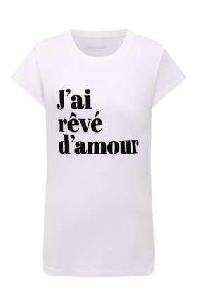 Женская хлопковая футболка ZADIG&VOLTAIRE белого цвета по цене 8995 руб., арт. WKTR1802F | Фото 1 Женская хлопковая футболка ZADIG&VOLTAIRE белого цвета, арт. WKTR1802F | Фото 1
